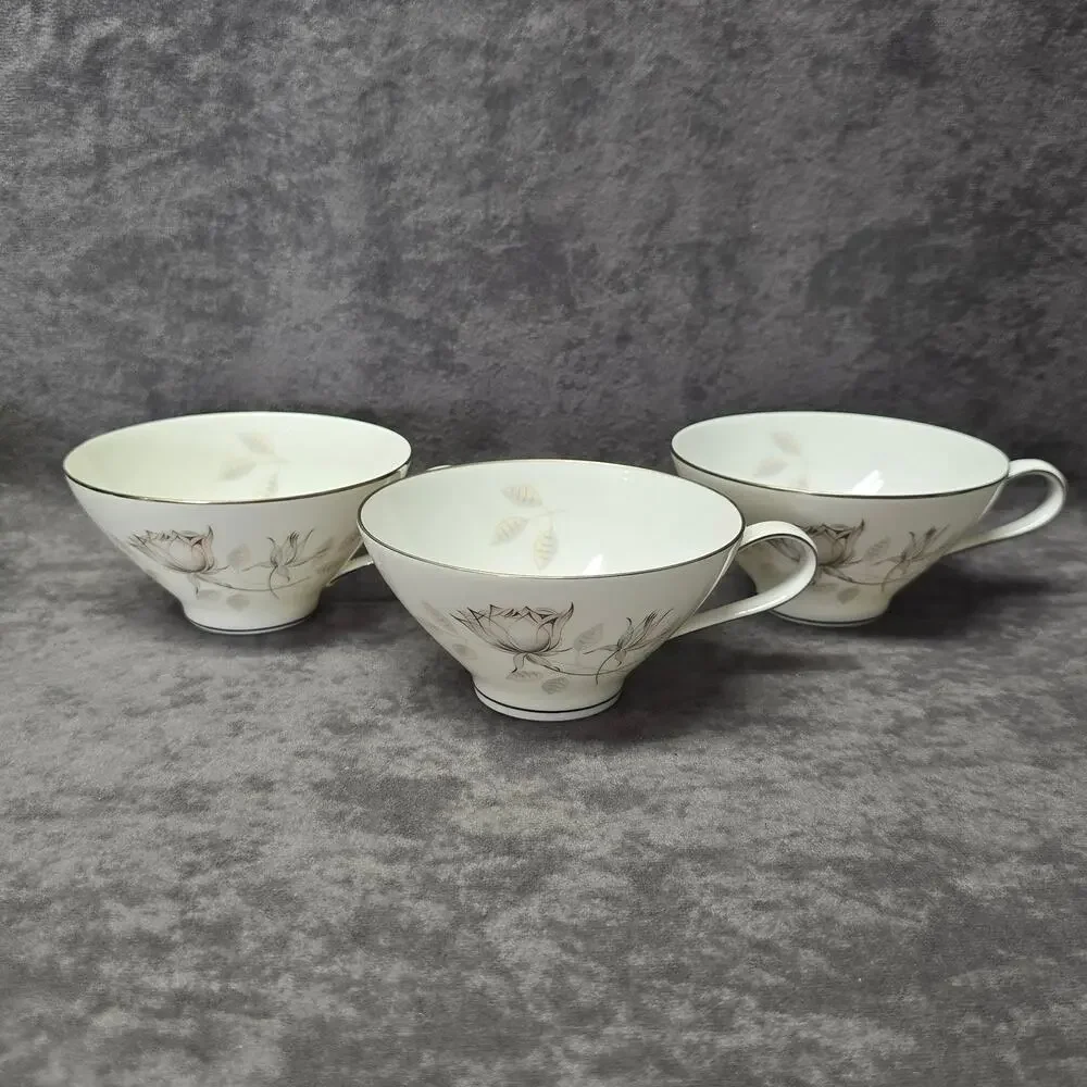 Rosenthal Germany Rose Leaf Pattern Set of 3 Tea Cups Continental Print 3436